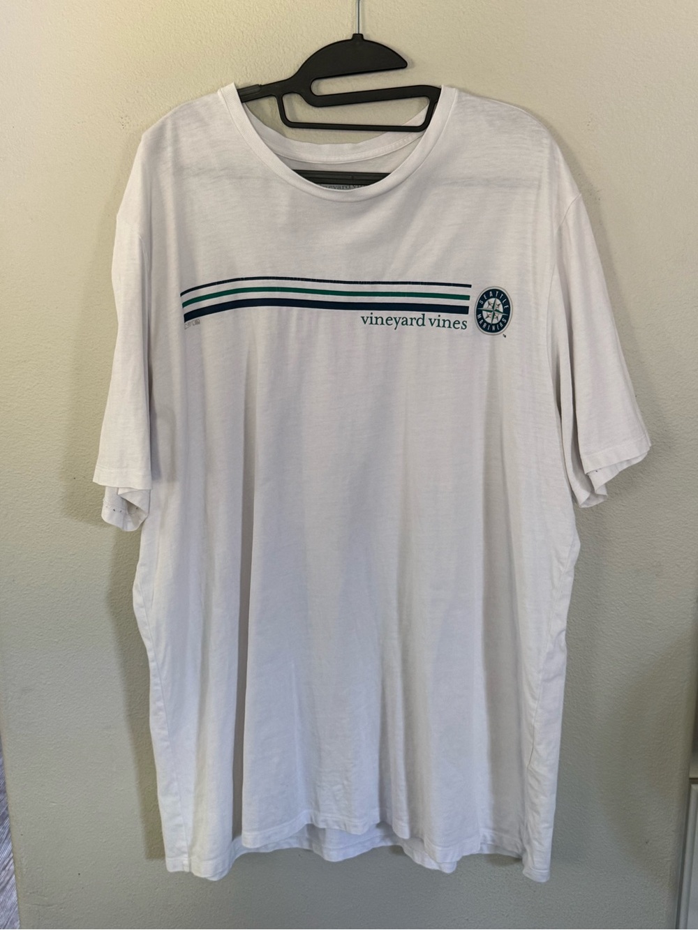 Vineyard Vines Seattle Mariners Logo White Cotton Crew Neck T-Shirt Men's XXL